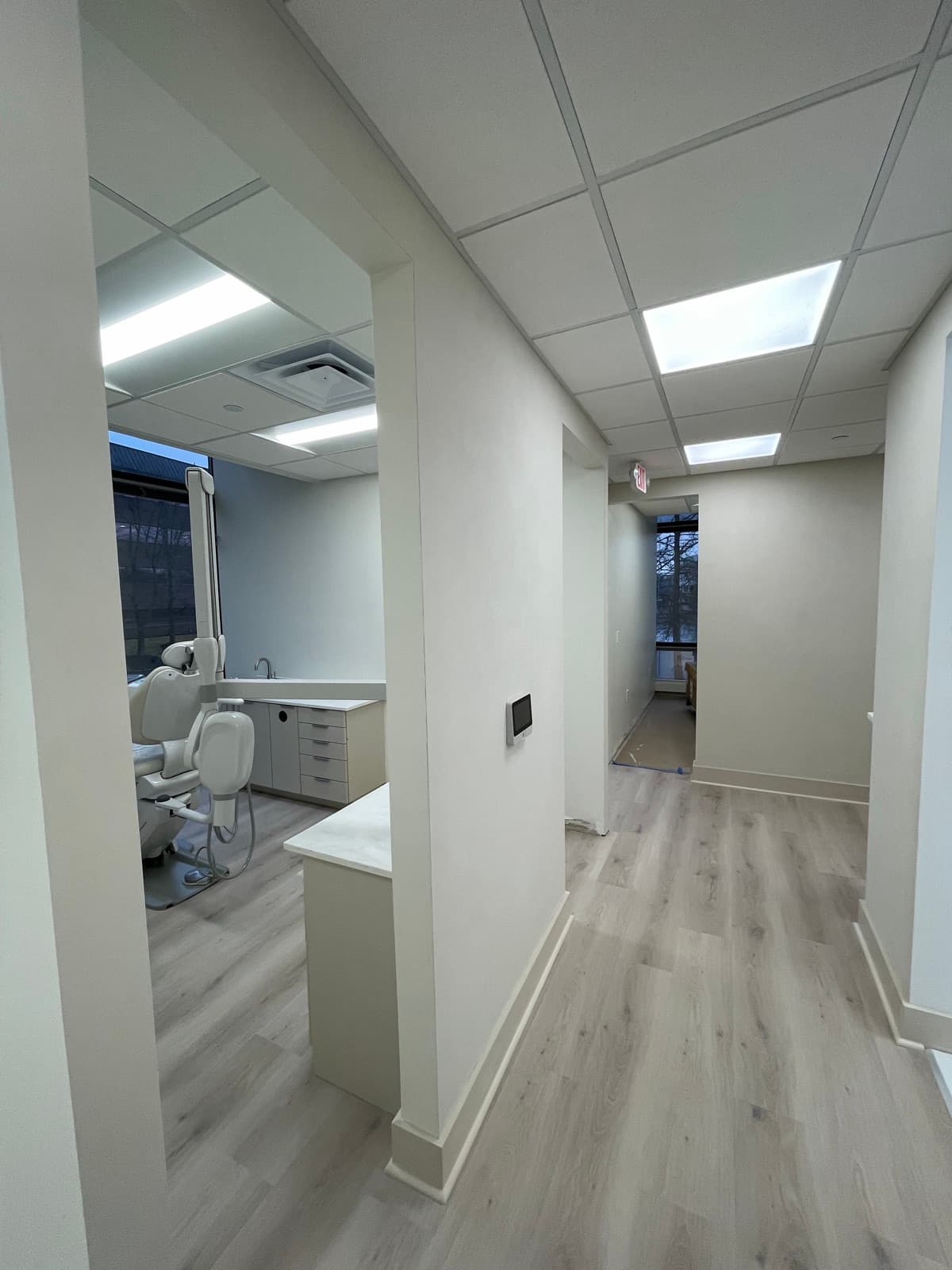 Smooth painted walls and doorways in a Philadelphia interior hallway