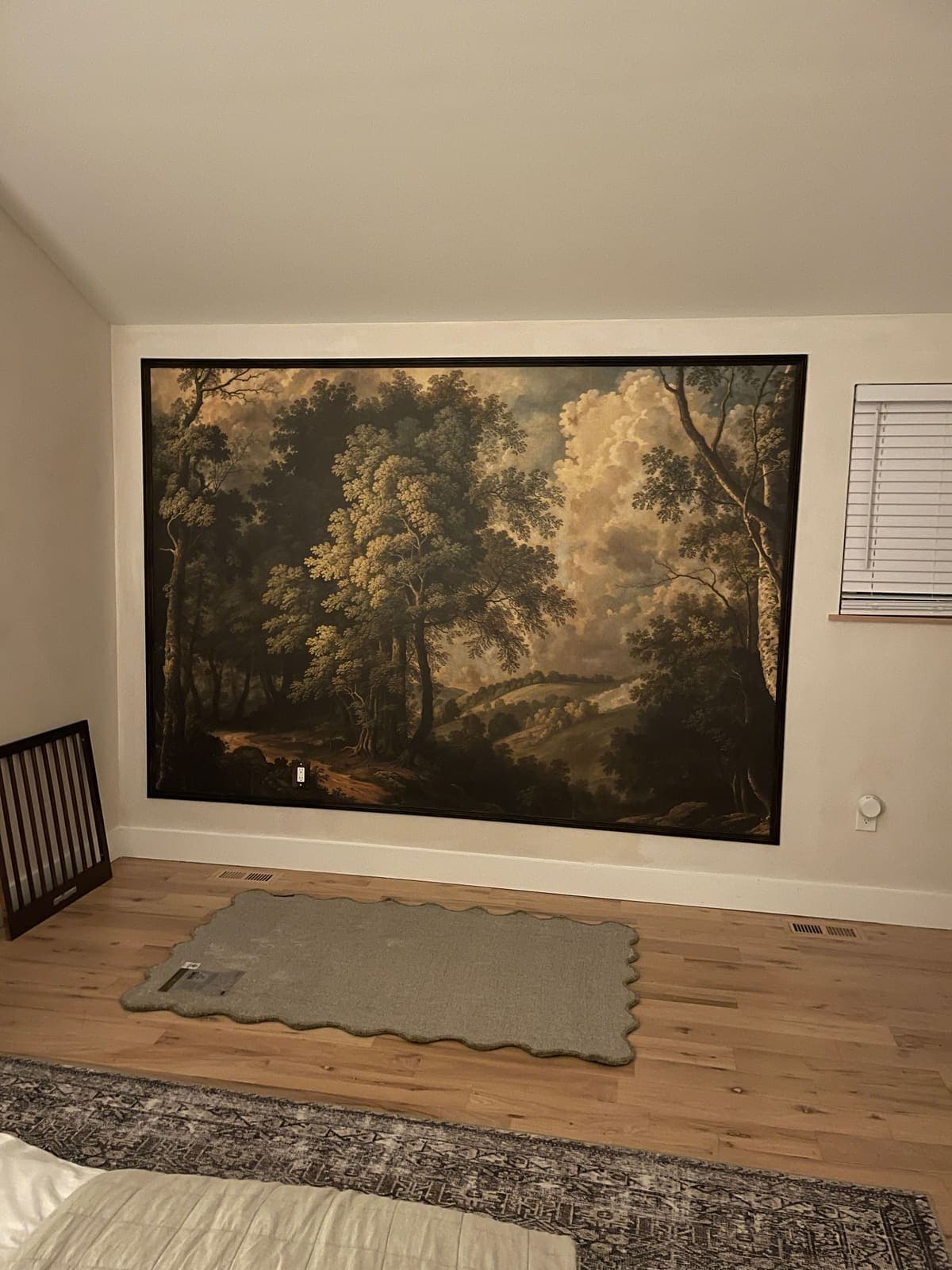 Landscape mural accent wall installed in a Philadelphia bedroom