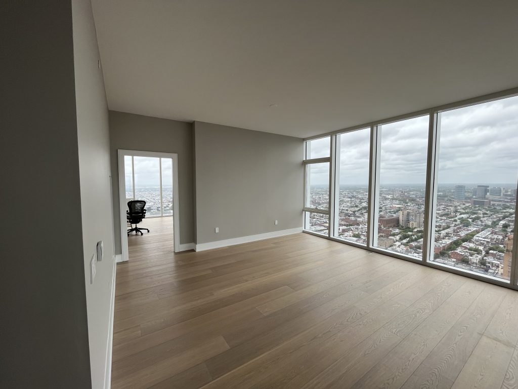 freshly painted interior for a highrise in the philadelphia area